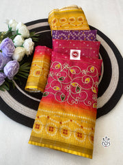 Beautiful Kota Silk Bandhej Printed Saree