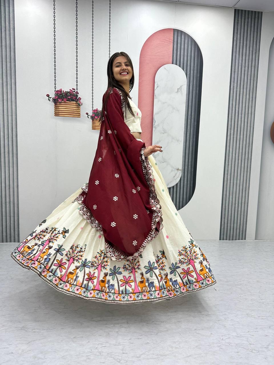 Festival Special Pure Cotton Embroidery Work Lehenga Choli