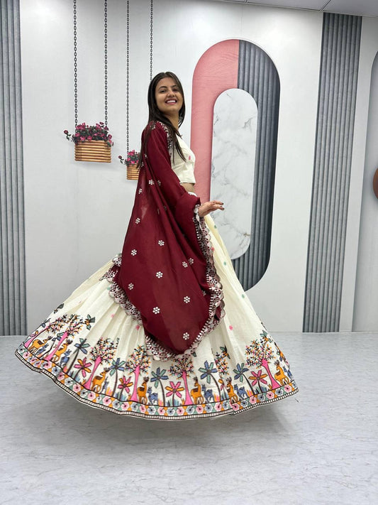 Festival Special Pure Cotton Embroidery Work Lehenga Choli