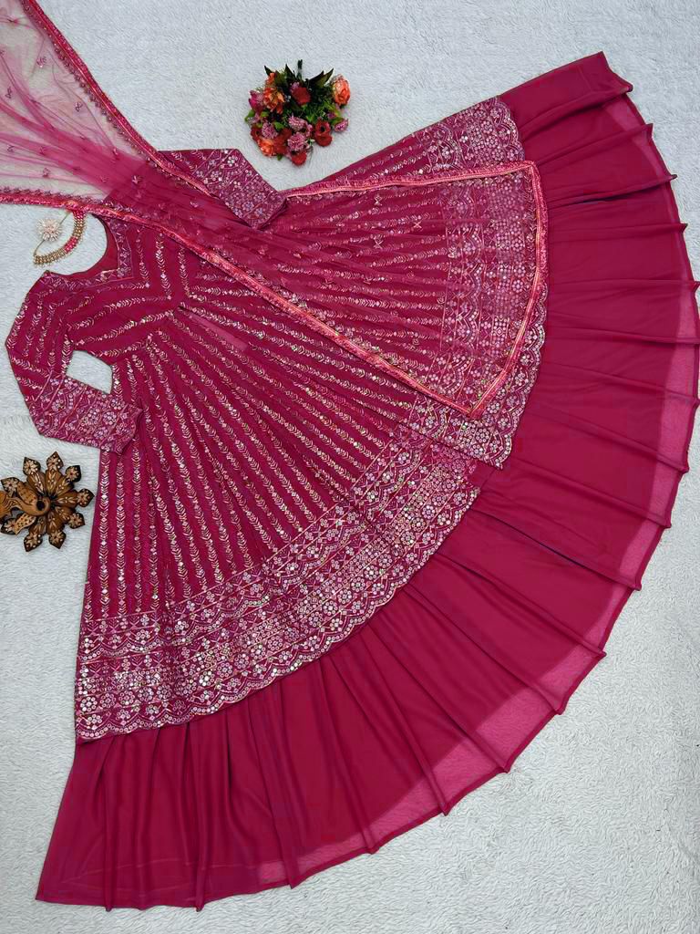 Beautiful Party-wear Georgette Thread With Sequence Work Lehenga Choli