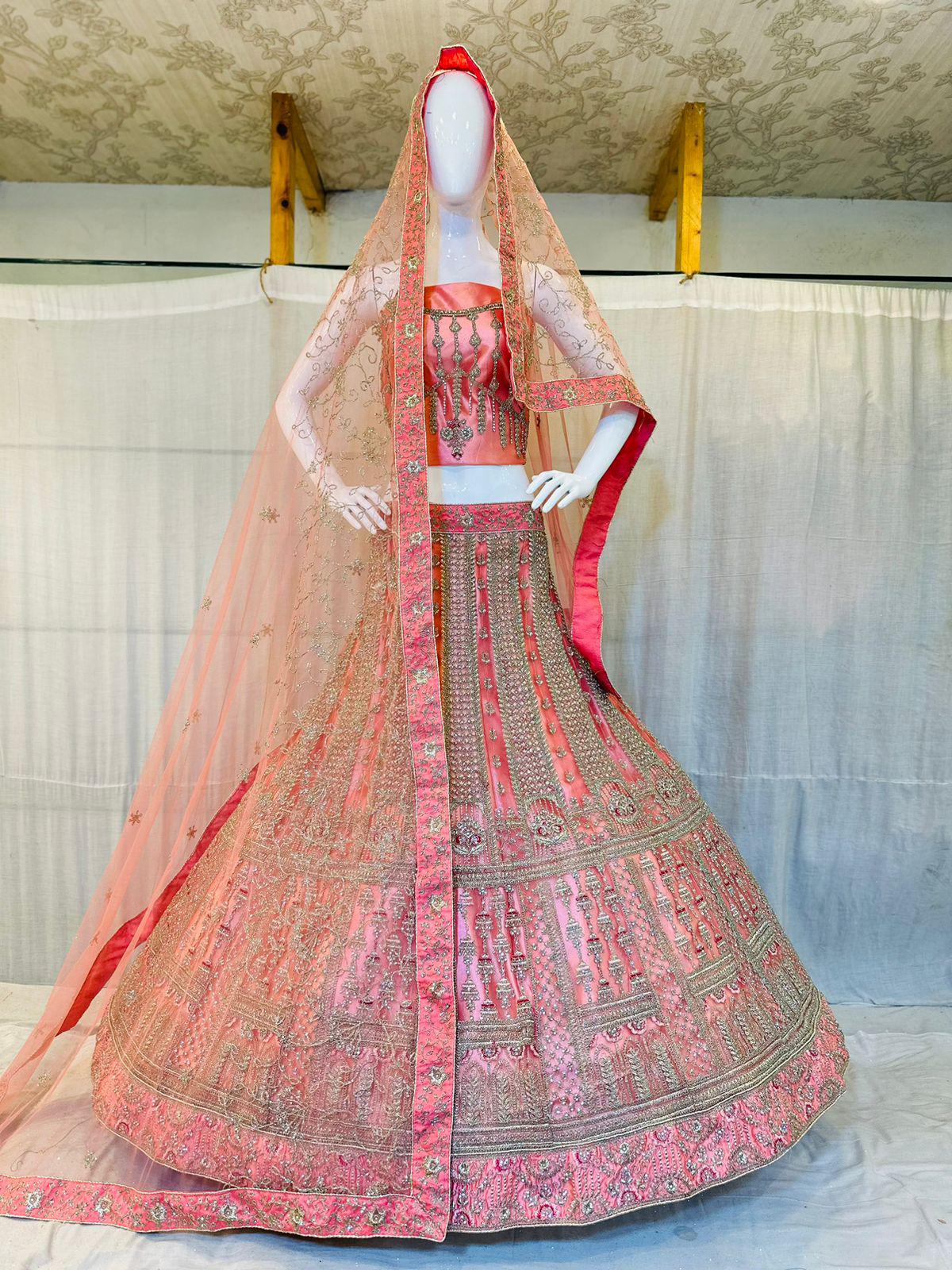 Heavy Multi Work Zarkan Work Bridal Lehenga Choli