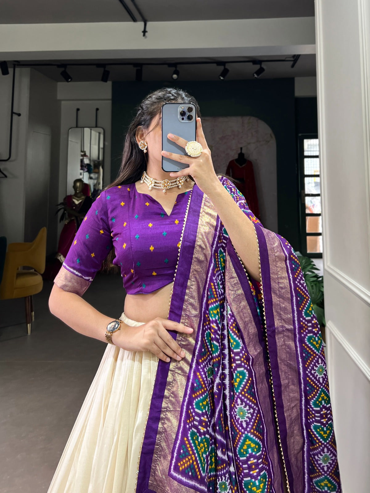 Prettiest Tussar Silk Printed Work Lehenga Choli