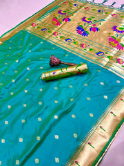 Beautiful Soft Gold Zari Kanchivaram Paithani Silk Saree
