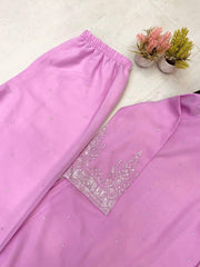 Beautiful Pink Georgette Sequence Embroidery Work Suit