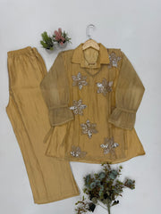 Trendy Slasa Silk Three Piece Co-ord Set With Shrug