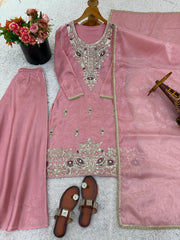 Party-wear Jimmy Choo Silk Embroidery Sequence Work Suit