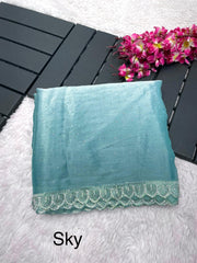 Party-wear Pure Burberry Silk Heavy Handwork Saree