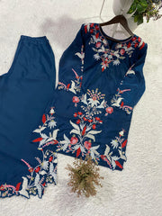 Trendy French Crape Embroidery & Cutwork Co-Ord Set