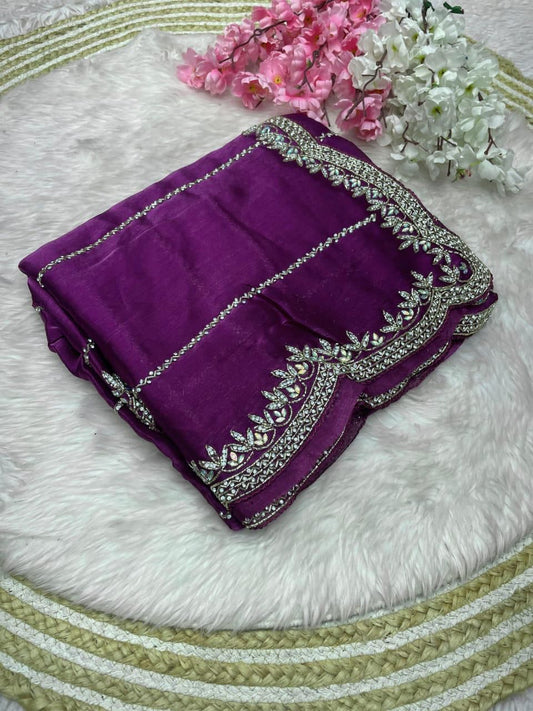 Party-wear Jimmy Choo Khatli Cut Dana Handwork Saree
