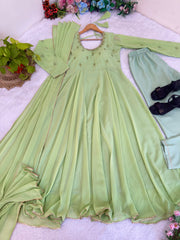 Attractive Real Mirror Embroidery Work Gown