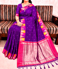 Beautiful Khadi Row Silk Minakari Weaving Saree