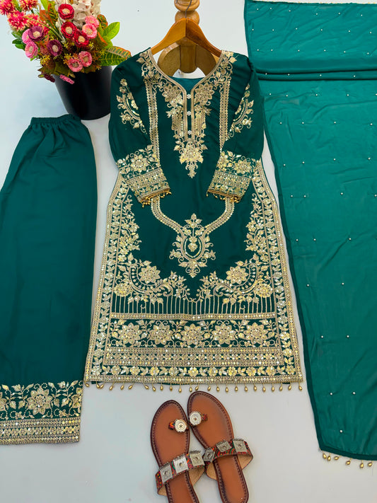 Party-wear Georgette Embroidery Sequence Work Salwar Suit