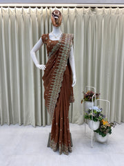 Beautiful Bride-made Cording Sequence Embroidery Work Saree