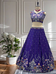 Trending Designer Purple Embroidery Sequence Thread Lehenga Choli