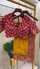 Beautiful Designer Yellow Organza Silk Saree