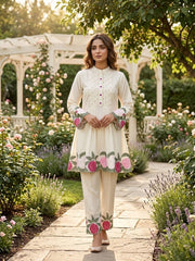 Beautiful Roman Silk Embroidery Work Co-Ord Set