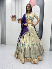 Beautiful Pure Tissue Silk Thread & Sequence Work Lehenga Choli