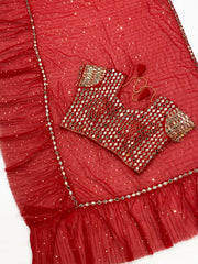 Bollywood Stylish Georgette Sequence Embroidery Work Saree With Stitched Blouse