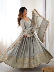 Trending Chinon Silk Thread With Sequence Work Gown