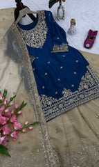 Designer Party-wear Fendy Satin Embroidery Codding & Sequins Work Suit