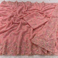 Beautiful Georgette Sequence & Multicolor Thread Work Saree