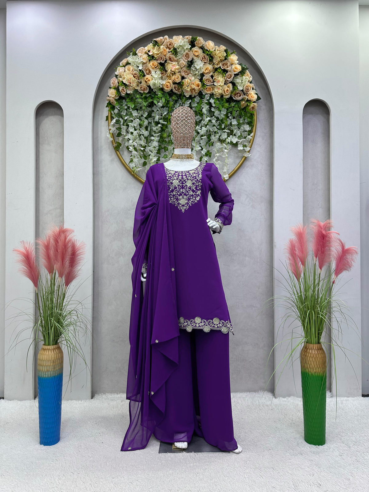 Designer Georgette Thread Work Salwar Suit