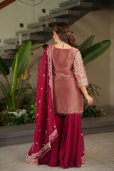 Designer Crazy Silk Heavy Coding Embroidery Sequence Work Sharara