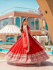 Red Sequence Embroidery Work Georgette Lehenga choli