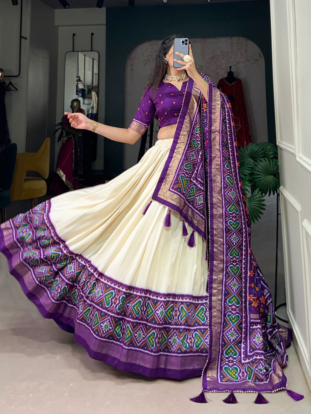 Prettiest Tussar Silk Printed Work Lehenga Choli