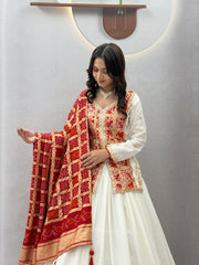 Festival Special Chinon Silk Embroidery Coding Sequence & Thread Work Lehenga With Kurti