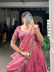 Beautiful Gold Crush Sequence Embroidery Work Lehenga Choli