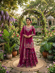 Beautiful Party-wear Thread With Sequence Work Suit