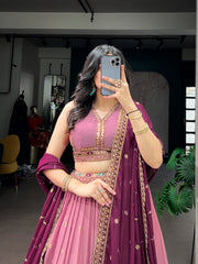 Royal Perfect Blend Georgette Zari Sequence Resham Embroidery Work Lehenga Choli