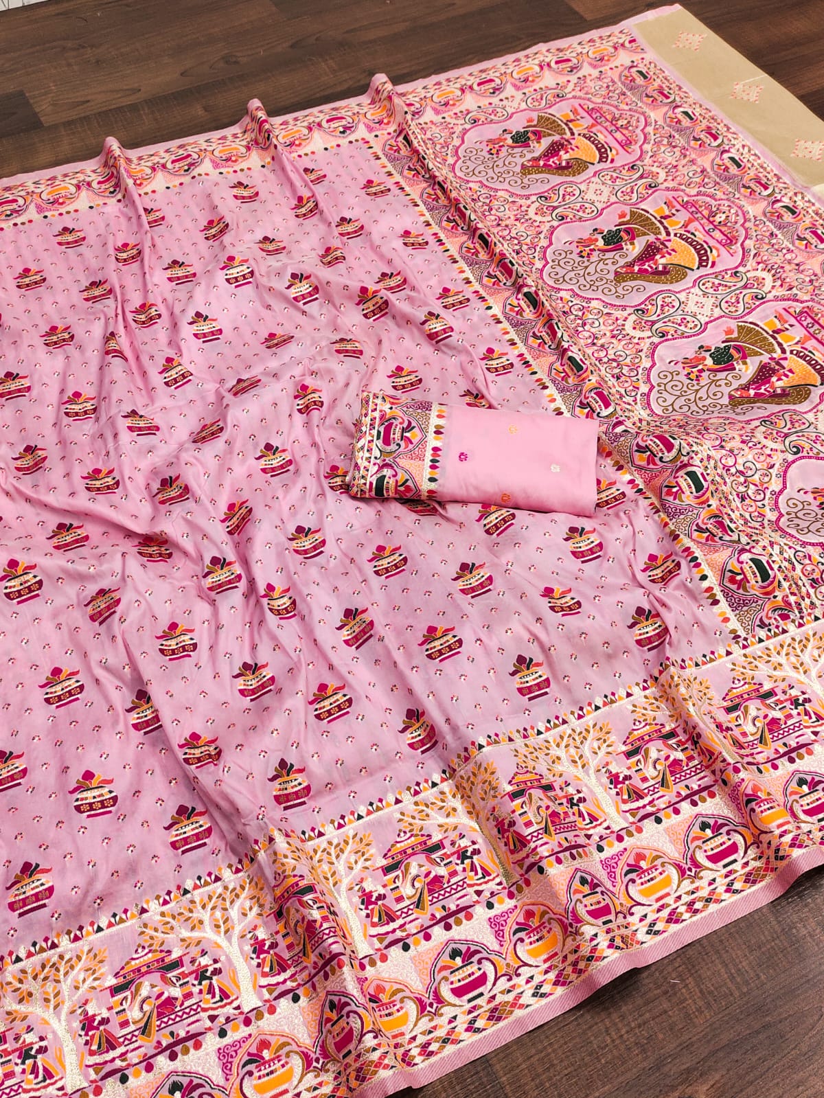 Beautiful Pashmina Kashmiri Zari Weaving Saree