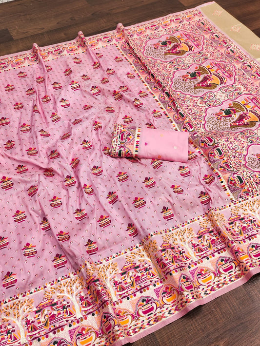 Beautiful Pashmina Kashmiri Zari Weaving Saree
