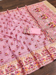 Beautiful Pashmina Kashmiri Zari Weaving Saree