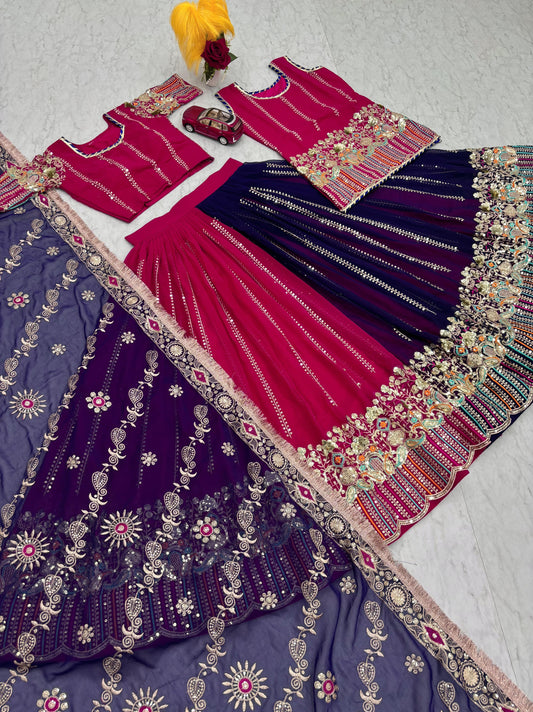Beautiful Georgette Embroidery Coding Sequence Work Darbari Poshak