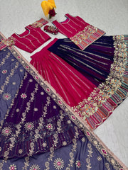 Beautiful Georgette Embroidery Coding Sequence Work Darbari Poshak