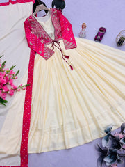 Party-wear Designer Mono Silk Embroidery Sequins & Codding Work With Bandhni Printed Lehenga