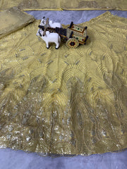 Beautiful Yellow Soft Net Embroidery Sequins Work Lehenga Choli