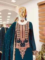 Party Were Georgette Embroidery Work Sarara Set