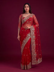 Luxurious Party-wear Net Sequence Embroidery Work Saree