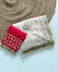 Beautiful Chinon Silk With Sobber kachi Gotta Work Saree