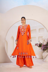 Girly Stylish Thread & Real Mirror With Tassels & Fancy Lace Co-Ord Set