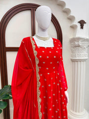 Elegant Trending Chinon Silk Thread With Sequence Work Anarkali Gown