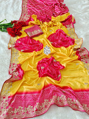 Beautiful Shiny Silk Digital Printed Saree