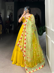 Beautiful  Yellow Georgette Lehenga Choli