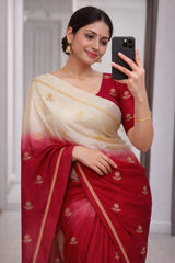 Beautiful Viscose Khadi Silk Jacquard Leaf Figure Designer Saree