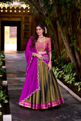 South Indian Special Kanchipuram Silk Zari Weaving Work Half Saree